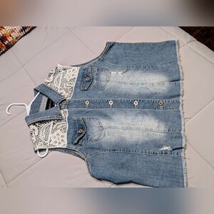 Jean vest with lace 3XL